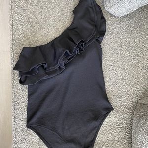 One Shoulder Black Body Suit
